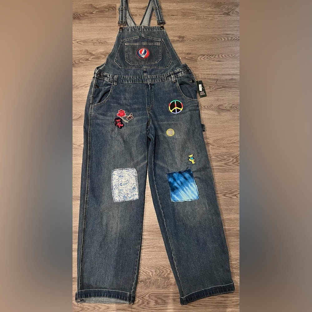 Wild fable Blue Embroidered Patch Grateful Dead Denim overalls Large